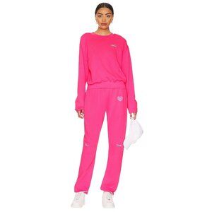 Lauren Moshi Womens Chantra Jogger in Neon Pink Small New Sweatspants